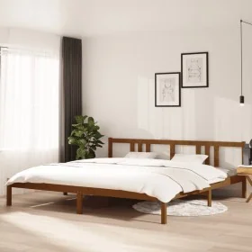 Estructura de cama madera maciza marrón miel 200x200 cm de vidaXL, Camas y somieres - Ref: Foro24-814907, Precio: 161,64 €, D...