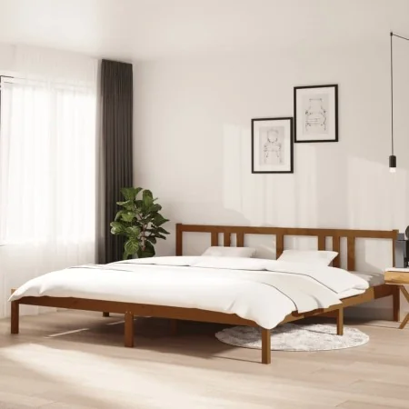 Estructura de cama madera maciza marrón miel 200x200 cm de vidaXL, Camas y somieres - Ref: Foro24-814907, Precio: 161,64 €, D...
