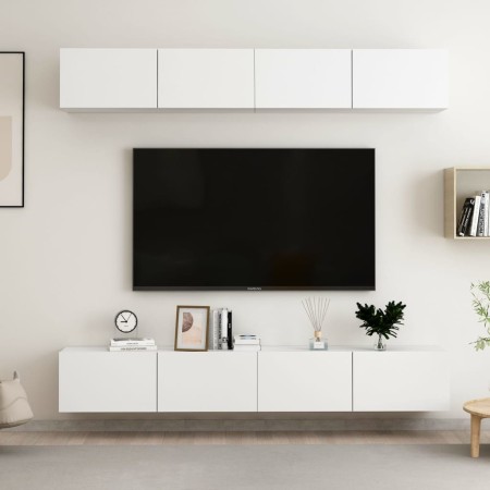 Muebles de TV 4 uds madera de ingeniería blanco 100x30x30 cm en Muebles TV | Comprar online en Foru.es