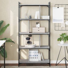Librería 5 estantes madera ingeniería gris Sonoma 76x32x158 cm en Librerías y estanterías | Comprar online en Foru.es