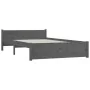 Estructura de cama madera maciza gris doble 135x190 cm de vidaXL, Camas y somieres - Ref: Foro24-815021, Precio: 163,52 €, De...