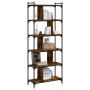 Librería 6 estantes madera ingeniería roble ahumado 76x32x192cm en Librerías y estanterías | Comprar online en Foru.es