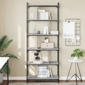 Librería 6 estantes madera ingeniería gris Sonoma 76x32x192 cm en Librerías y estanterías | Comprar online en Foru.es