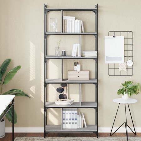 Librería 6 estantes madera ingeniería gris Sonoma 76x32x192 cm en Librerías y estanterías | Comprar online en Foru.es