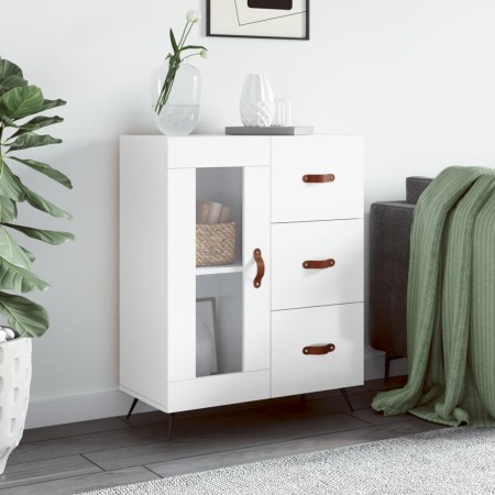 Aparador de madera contrachapada blanco brillante 69,5x34x90 cm de vidaXL, Aparadores - Ref: Foro24-828014, Precio: 102,40 €,...