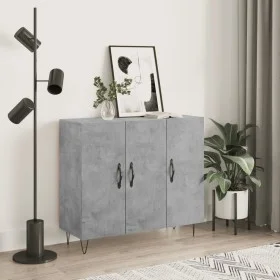 Aparador de madera de ingeniería gris hormigón 90x34x80 cm de vidaXL, Aparadores - Ref: Foro24-828104, Precio: 81,64 €, Descu...