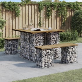 Mesa de jardín con diseño de gaviones, 100 x 102 x 72 cm, madera de pino impregnada en Mesas de jardín | Comprar online en Foru.