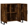 Aparador de madera de ingeniería roble ahumado 90x34x80 cm de vidaXL, Aparadores - Ref: Foro24-828137, Precio: 84,71 €, Descu...