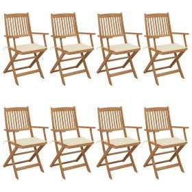 Sillas de jardín plegables 8 uds madera maciza acacia y cojines en Sillas de jardín | Comprar online en Foru.es