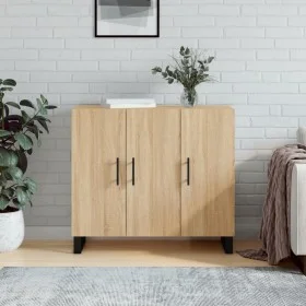 Aparador de madera de ingeniería roble Sonoma 90x34x80 cm de vidaXL, Aparadores - Ref: Foro24-828135, Precio: 89,39 €, Descue...