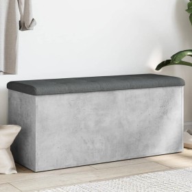 Banco almacenaje madera ingeniería gris hormigón 102x42x45 cm en Bancos para recibidores y almacenamiento | Comprar online en Fo
