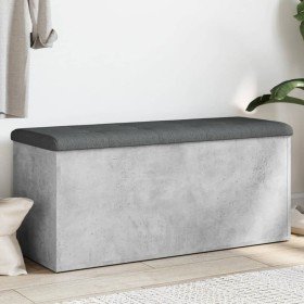 Banco almacenaje madera ingeniería gris hormigón 102x42x45 cm en Bancos para recibidores y almacenamiento | Comprar online en Fo