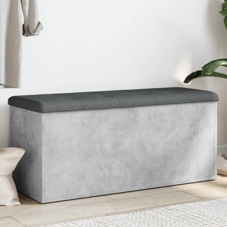 Banco almacenaje madera ingeniería gris hormigón 102x42x45 cm en Bancos para recibidores y almacenamiento | Comprar online en Fo