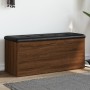 Banco con almacenaje madera ingeniería roble marrón 102x42x45cm en Bancos para recibidores y almacenamiento | Comprar online en 
