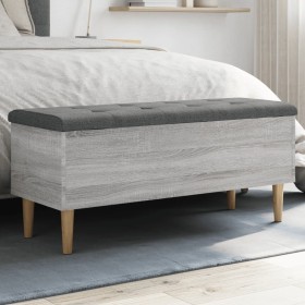 Banco con almacenaje madera ingeniería gris Sonoma 102x42x46 cm en Bancos para recibidores y almacenamiento | Comprar online en 