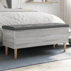 Banco con almacenaje madera ingeniería gris Sonoma 102x42x46 cm en Bancos para recibidores y almacenamiento | Comprar online en 