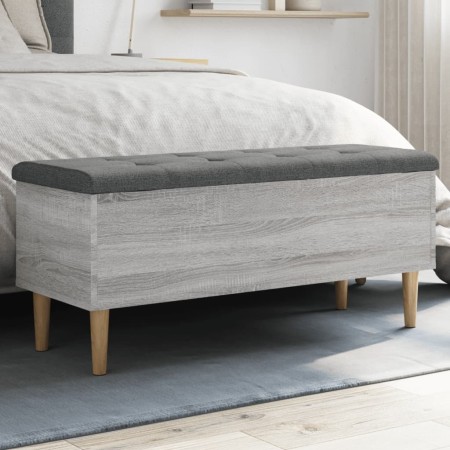 Banco con almacenaje madera ingeniería gris Sonoma 102x42x46 cm en Bancos para recibidores y almacenamiento | Comprar online en 