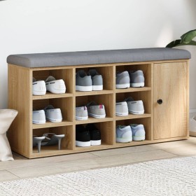 Banco zapatero madera de ingeniería roble Sonoma 102x32x50 cm en Bancos para recibidores y almacenamiento | Comprar online en Fo