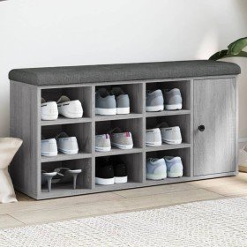 Banco zapatero madera de ingeniería gris Sonoma 102x32x50 cm en Bancos para recibidores y almacenamiento | Comprar online en For
