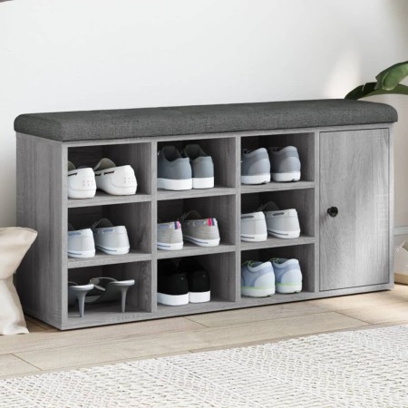 Banco zapatero madera de ingeniería gris Sonoma 102x32x50 cm en Bancos para recibidores y almacenamiento | Comprar online en For