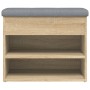 Banco zapatero madera de ingeniería roble Sonoma 62x32x50 cm en Bancos para recibidores y almacenamiento | Comprar online en For