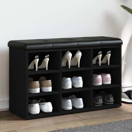 Banco zapatero madera de ingeniería negro 82x32x50 cm en Bancos para recibidores y almacenamiento | Comprar online en Foru.es