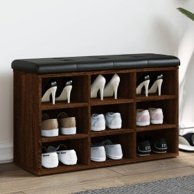 Banco zapatero madera de ingeniería marrón roble 82x32x50 cm en Bancos para recibidores y almacenamiento | Comprar online en For