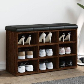 Banco zapatero madera de ingeniería marrón roble 82x32x50 cm en Bancos para recibidores y almacenamiento | Comprar online en For