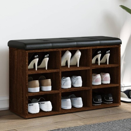 Banco zapatero madera de ingeniería marrón roble 82x32x50 cm en Bancos para recibidores y almacenamiento | Comprar online en For