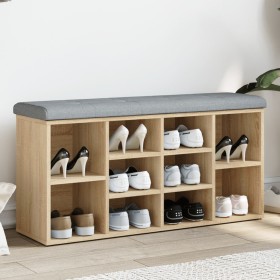 Banco zapatero madera de ingeniería roble Sonoma 102x32x50 cm en Bancos para recibidores y almacenamiento | Comprar online en Fo