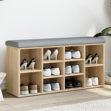 Banco zapatero madera de ingeniería roble Sonoma 102x32x50 cm en Bancos para recibidores y almacenamiento | Comprar online en Fo