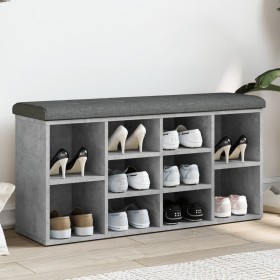 Banco zapatero madera de ingeniería gris hormigón 102x32x50 cm en Bancos para recibidores y almacenamiento | Comprar online en F