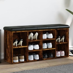 Banco zapatero madera de ingeniería roble ahumado 102x32x50 cm en Bancos para recibidores y almacenamiento | Comprar online en F