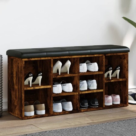 Banco zapatero madera de ingeniería roble ahumado 102x32x50 cm en Bancos para recibidores y almacenamiento | Comprar online en F