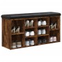 Banco zapatero madera de ingeniería roble ahumado 102x32x50 cm en Bancos para recibidores y almacenamiento | Comprar online en F