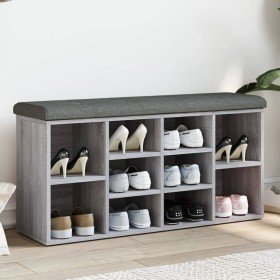 Banco zapatero madera de ingeniería gris Sonoma 102x32x50 cm en Bancos para recibidores y almacenamiento | Comprar online en For
