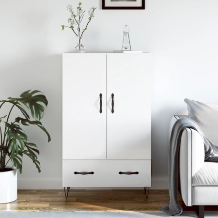 Aparador alto madera de ingeniería blanco brillo 69,5x31x115 cm de vidaXL, Aparadores - Ref: Foro24-828230, Precio: 76,22 €, ...