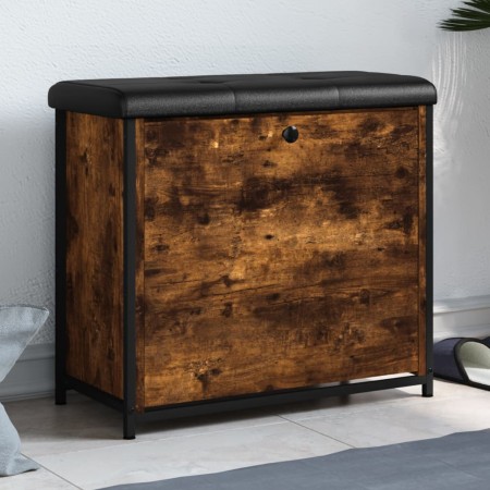 Banco zapatero con cajón abatible roble ahumado 62x32x56 cm en Bancos para recibidores y almacenamiento | Comprar online en Foru