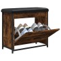 Banco zapatero con cajón abatible roble ahumado 62x32x56 cm en Bancos para recibidores y almacenamiento | Comprar online en Foru