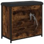 Banco zapatero con cajón abatible roble ahumado 62x32x56 cm en Bancos para recibidores y almacenamiento | Comprar online en Foru