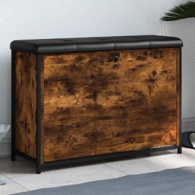 Banco zapatero con cajón abatible roble ahumado 82x32x56 cm en Bancos para recibidores y almacenamiento | Comprar online en Foru