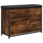 Banco zapatero con cajón abatible roble ahumado 82x32x56 cm en Bancos para recibidores y almacenamiento | Comprar online en Foru