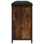 Banco zapatero con cajón abatible roble ahumado 82x32x56 cm en Bancos para recibidores y almacenamiento | Comprar online en Foru