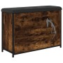 Banco zapatero con cajón abatible roble ahumado 82x32x56 cm en Bancos para recibidores y almacenamiento | Comprar online en Foru