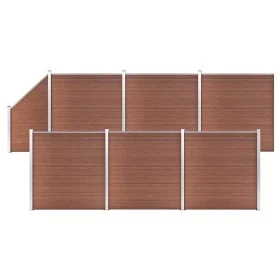 Set de valla 6 cuadradas + 1 oblicua WPC marrón 1138x186 cm de vidaXL, Paneles de vallas - Ref: Foro24-3053220, Precio: 2,00 ...