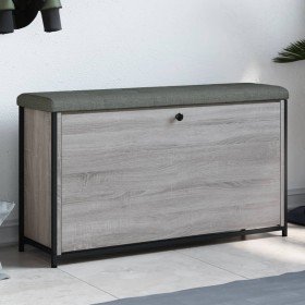 Banco zapatero con cajón abatible gris Sonoma 102x32x56 cm en Bancos para recibidores y almacenamiento | Comprar online en Foru.