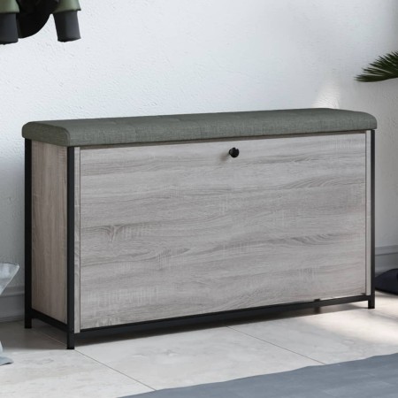 Banco zapatero con cajón abatible gris Sonoma 102x32x56 cm en Bancos para recibidores y almacenamiento | Comprar online en Foru.