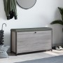 Banco zapatero con cajón abatible gris Sonoma 102x32x56 cm en Bancos para recibidores y almacenamiento | Comprar online en Foru.