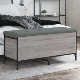 Banco con almacenaje madera ingeniería gris Sonoma 102x42x45 cm en Bancos para recibidores y almacenamiento | Comprar online en 