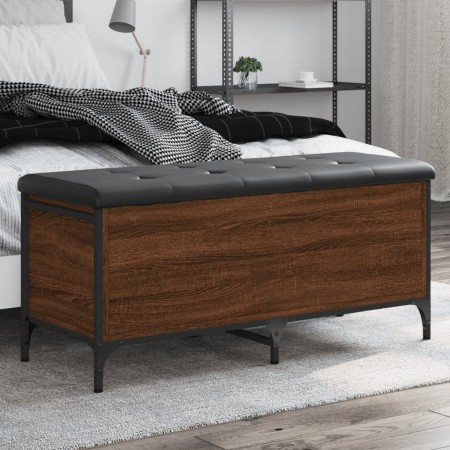 Banco con almacenaje madera ingeniería roble marrón 102x42x45cm en Bancos para recibidores y almacenamiento | Comprar online en 